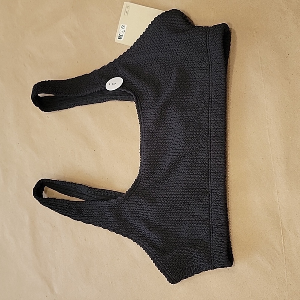 Monki Size S Black Ribbed Shelf / Sports Bra.  NEW with Tag